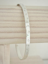 Load image into Gallery viewer, Dainty Sterling Silver Sea, Crescent Moon & Stars Bangle
