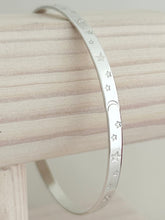 Load image into Gallery viewer, Dainty Sterling Silver Sea, Crescent Moon & Stars Bangle