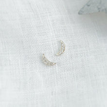 Load image into Gallery viewer, Mini Sparkly Crescent Moon Studs