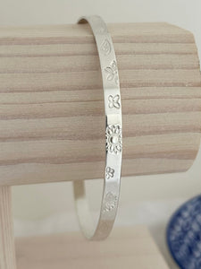 Handmade Wildflower Sterling Silver Bangle Bracelet