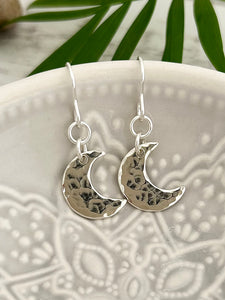 Hammered Crescent Moon Earrings