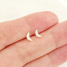 Load image into Gallery viewer, Mini Sparkly Crescent Moon Studs