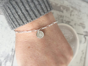 Initial Charm Paperclip Bracelet