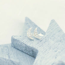 Load image into Gallery viewer, Mini Sparkly Crescent Moon Studs