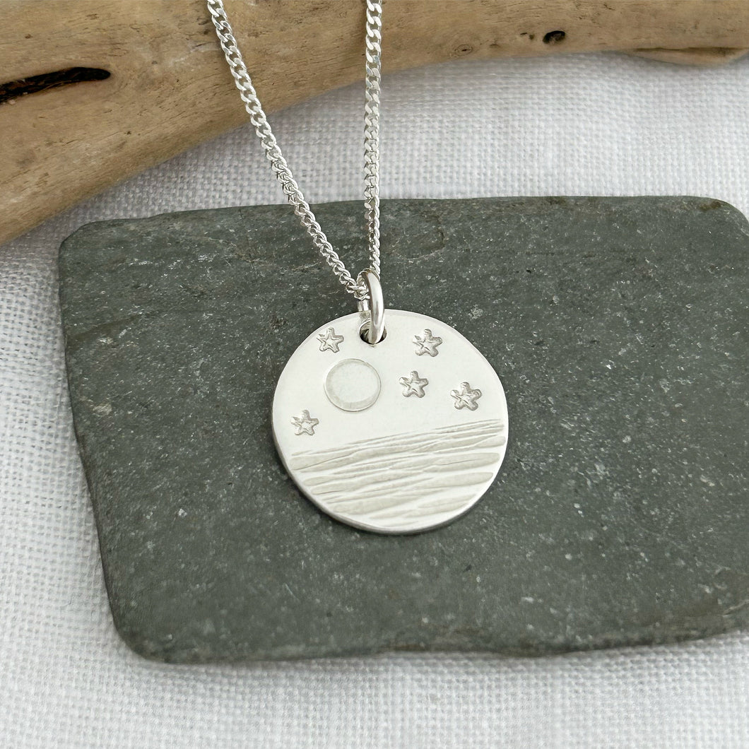 Full Moon, Sea and Stars Necklace