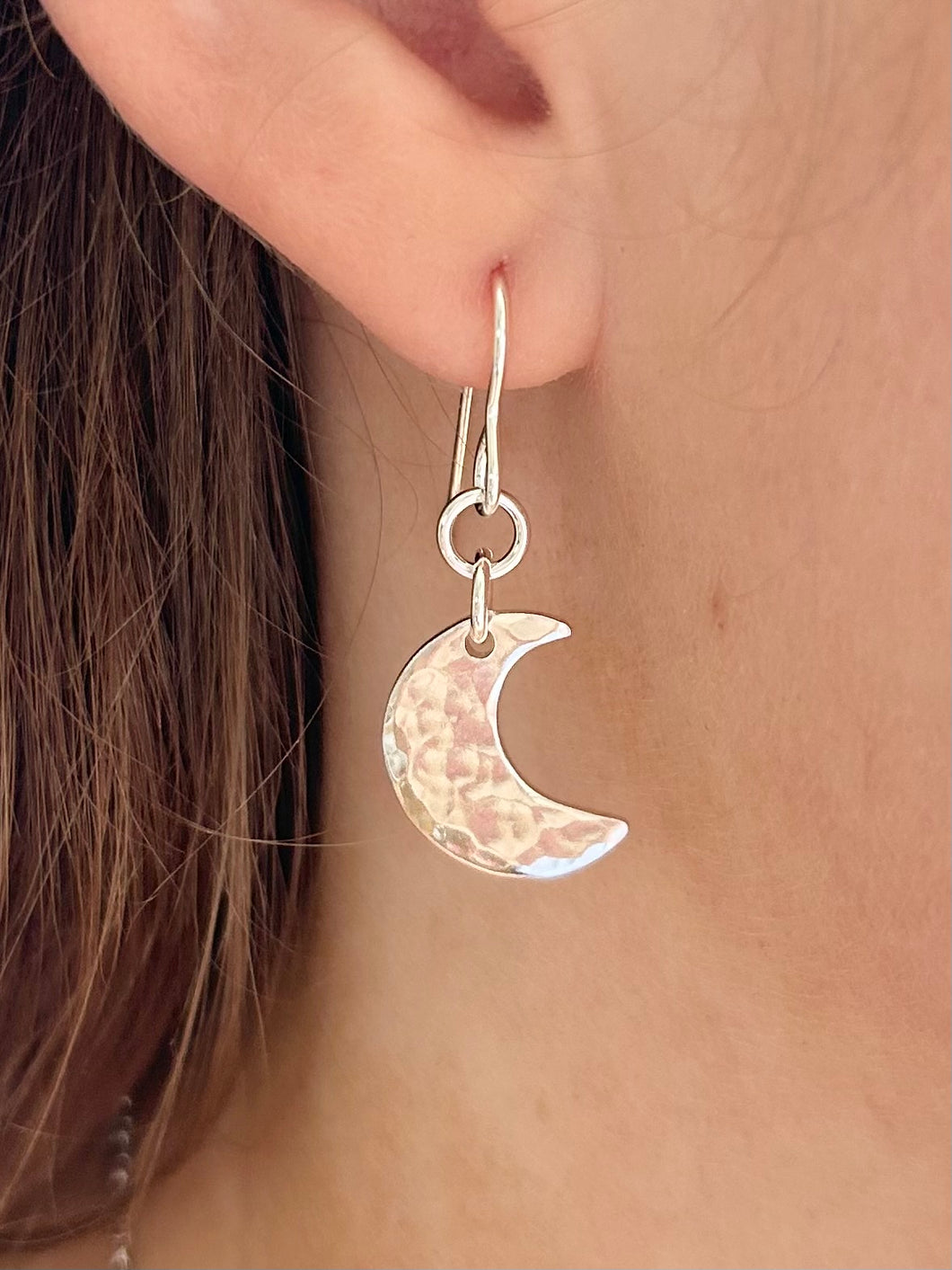 Hammered Crescent Moon Earrings