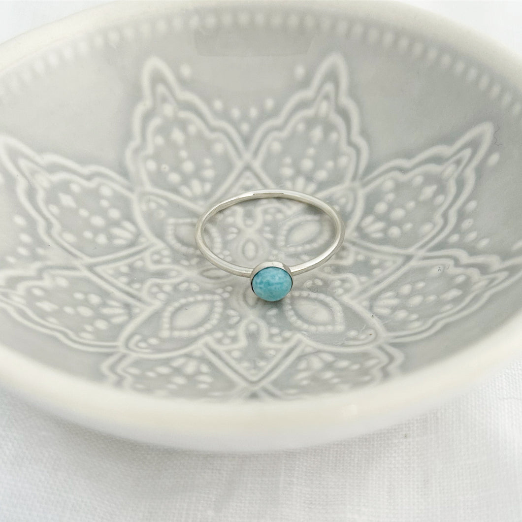 Sterling Silver Larimar Ring Size V