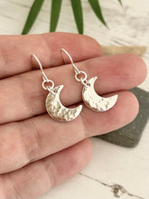 Load image into Gallery viewer, Hammered Crescent Moon Earrings