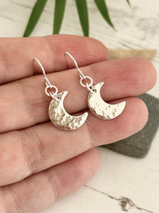 Hammered Crescent Moon Earrings