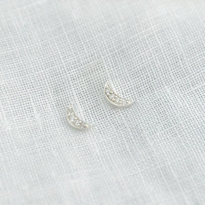 Mini Sparkly Crescent Moon Studs