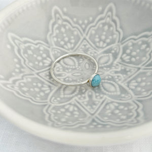 Sterling Silver Larimar Ring Size V