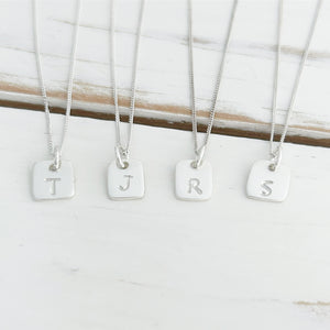 Tiny Square Initial Necklace