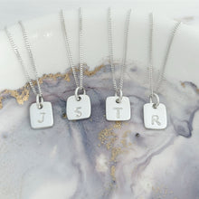 Load image into Gallery viewer, Tiny Square Initial Necklace