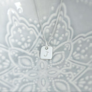 Tiny Square Initial Necklace