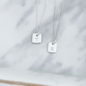 Tiny Square Initial Necklace