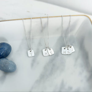 Tiny Square Initial Necklace