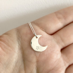 Crescent Moon with Star Necklace