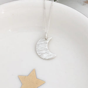 Textured Crescent Moon Necklace