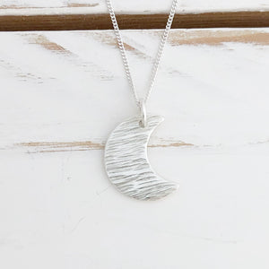 Textured Crescent Moon Necklace