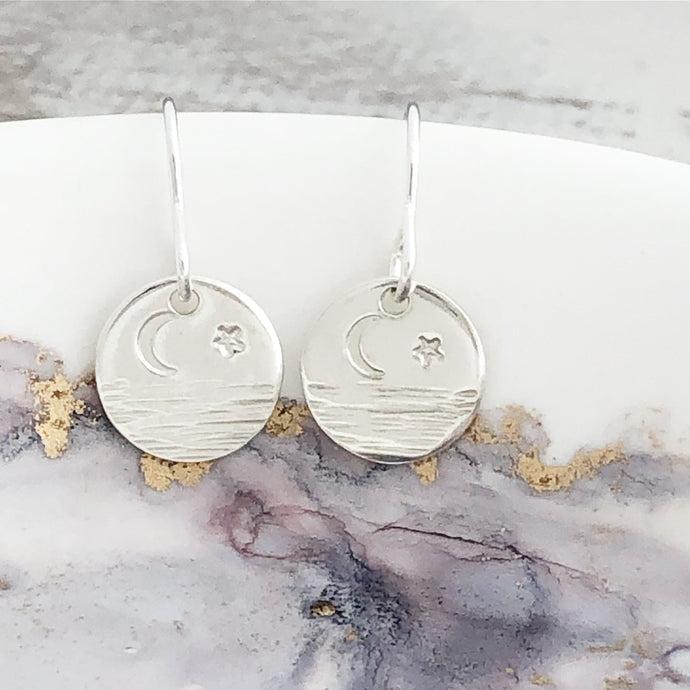 Sea, Stars and Crescent Moon Earrings