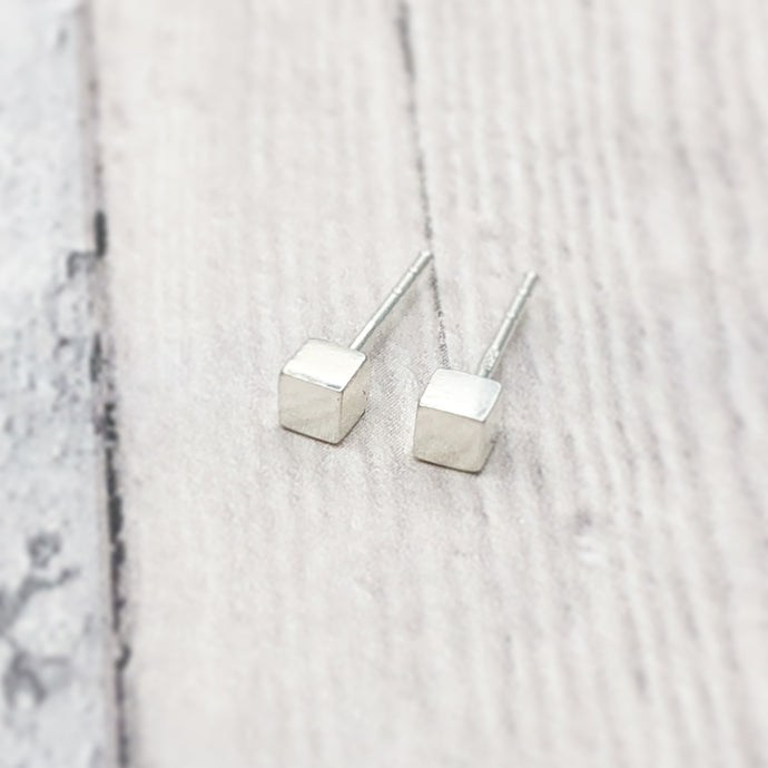 Minimalist Cube Stud Earrings